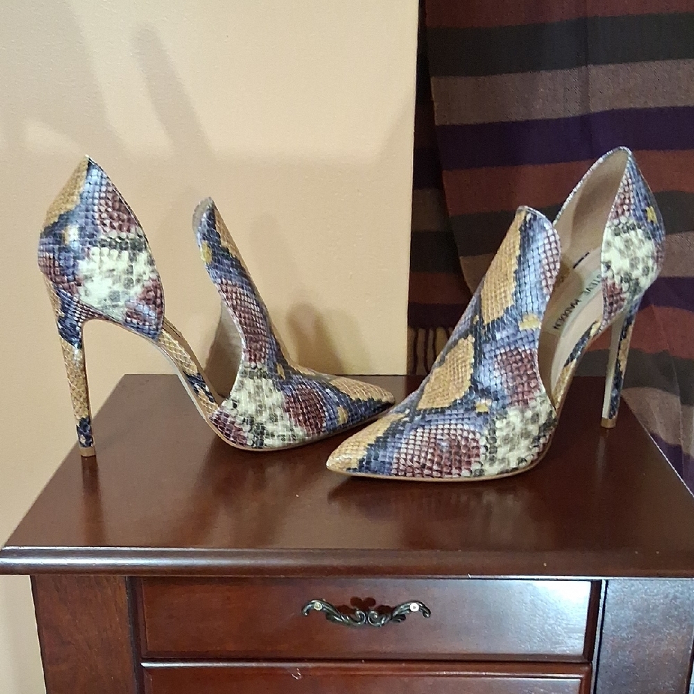 Steve Madden DOLLY/DOLL01S1. Multicolor Snakeskin Heels. 7 1/2M. Made In Brazil. - Picture 1 of 14